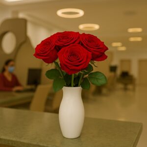 Rosas com Vaso de Cerâmica